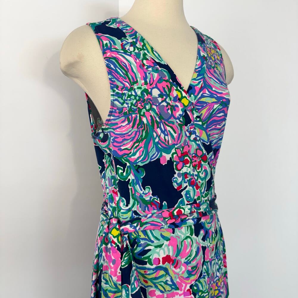Lilly Pulitzer Delfina Sleeveless Maxi Wrap Dress in Indigo Exotic Escapade XL - Picture 2 of 11